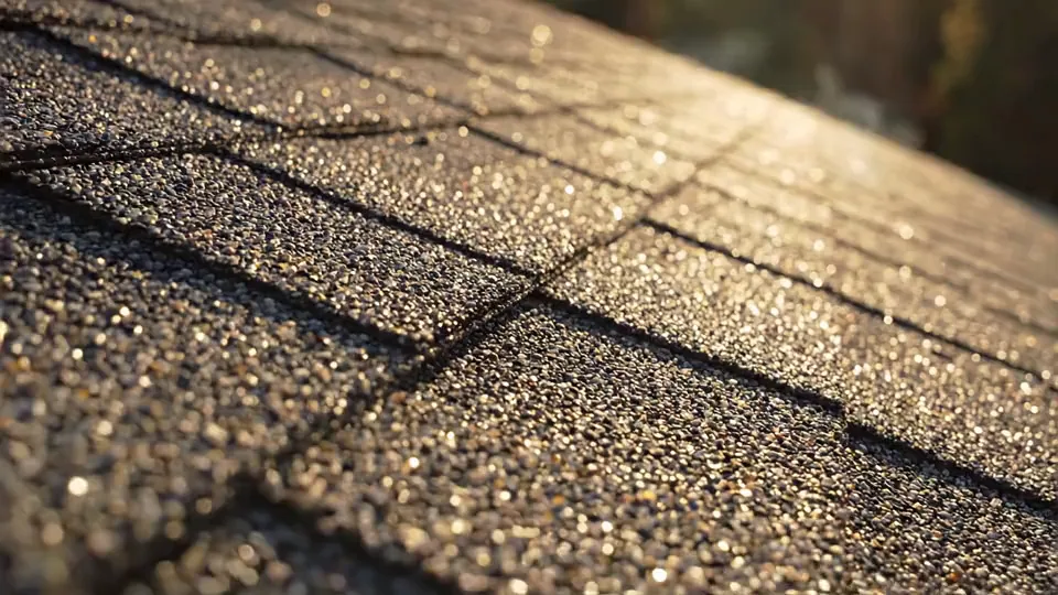 Extreme close detail of new shingle granules